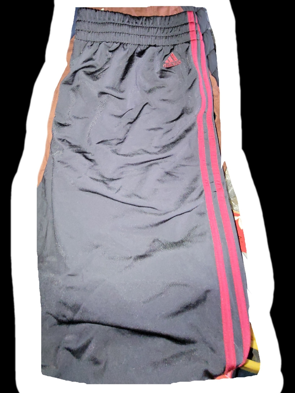 Adidas Black Track Pants with Red Side Stripes